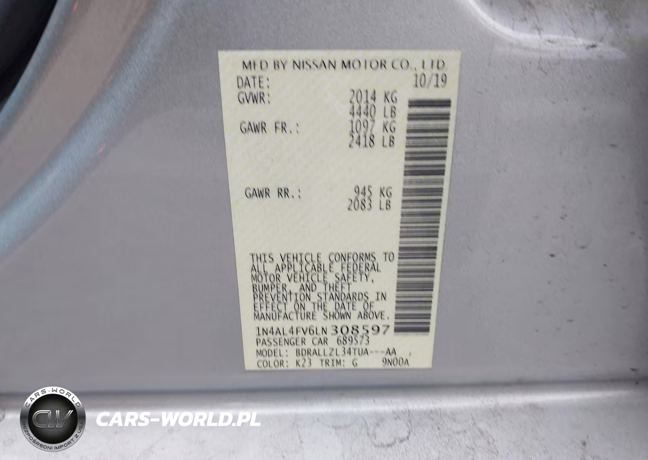 2020 Nissan Altima Platinum Vc-Turbo Fwd VIN:1N4AL4FV6LN308597 - 9