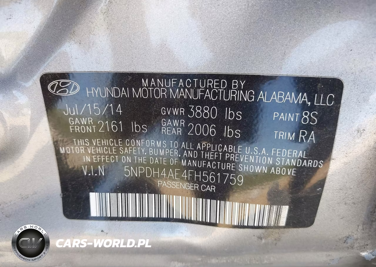 2015 Hyundai Elantra Limited VIN:5NPDH4AE4FH561759 - 9