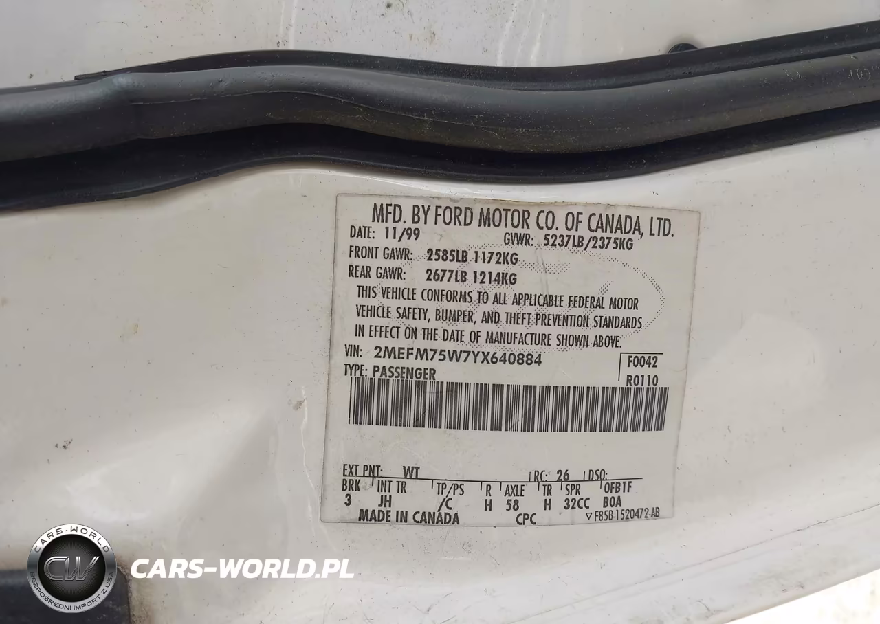 2000 Mercury Grand Marquis Ls VIN:2MEFM75W7YX640884 - 9