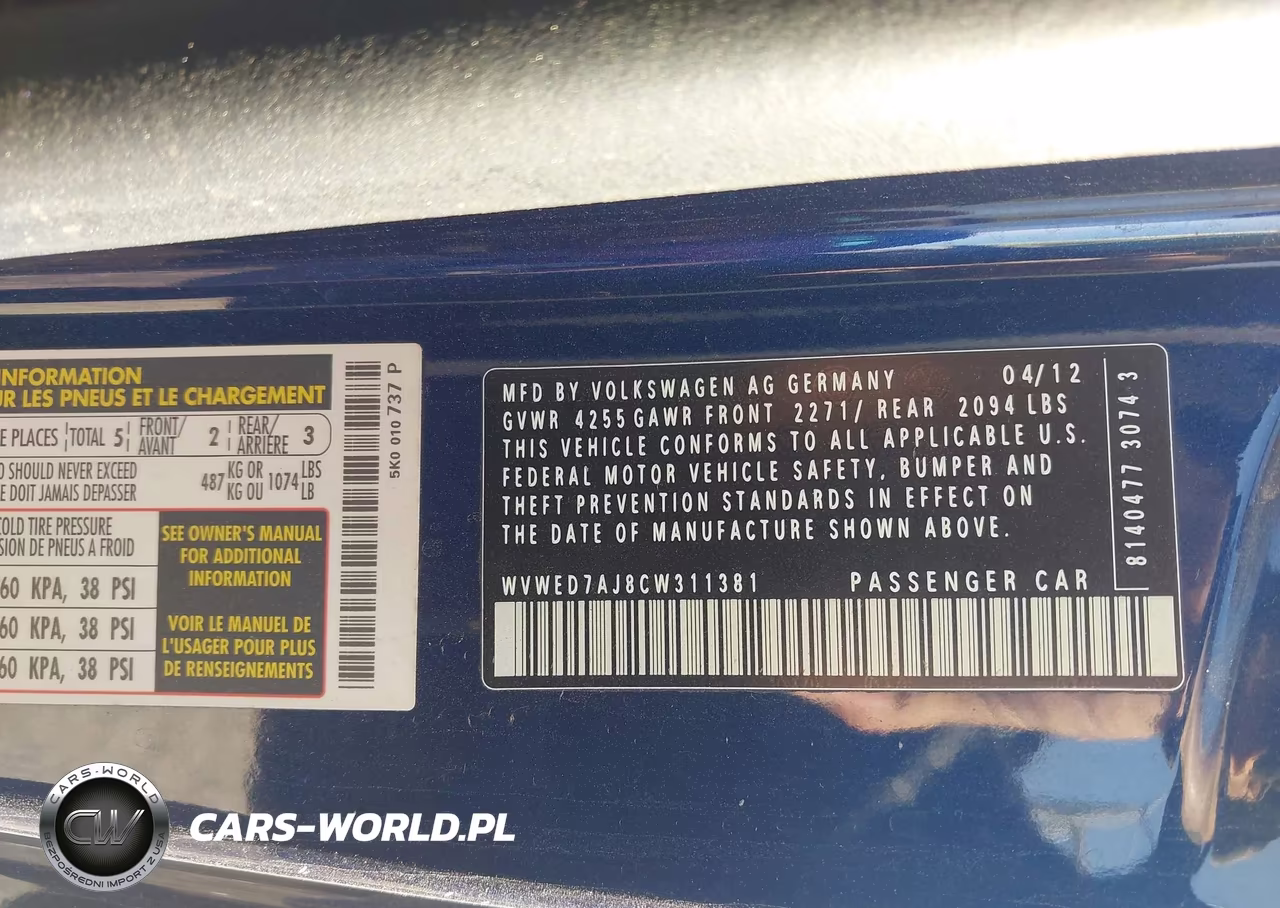 2012 Volkswagen Gti 2-Door VIN:WVWED7AJ8CW311381 - 9