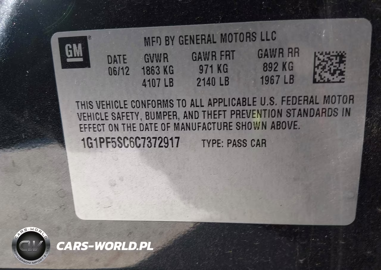 2012 Chevrolet Cruze 1Lt VIN:1G1PF5SC6C7372917 - 9