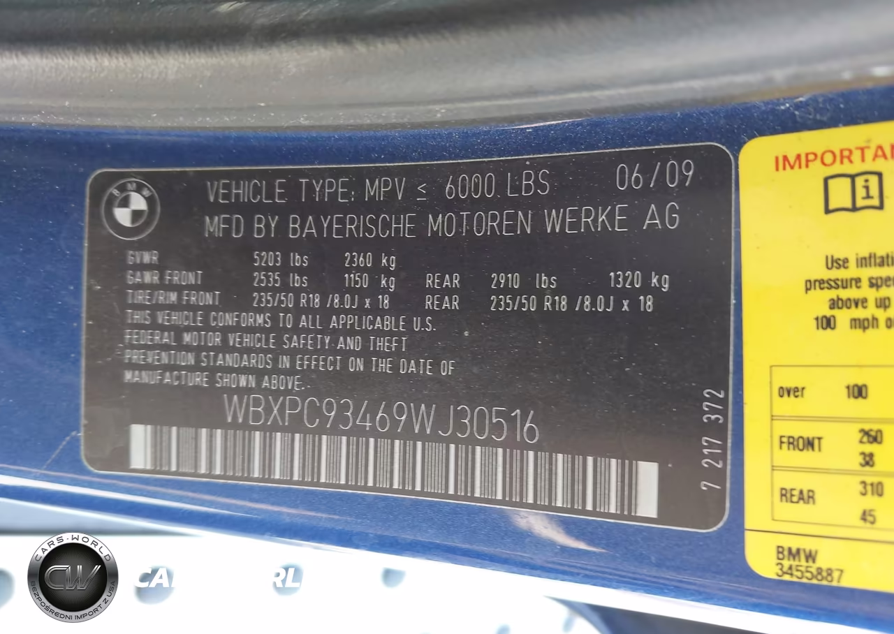 2009 BMW X3 xDrive30I VIN:WBXPC93469WJ30516 - 9