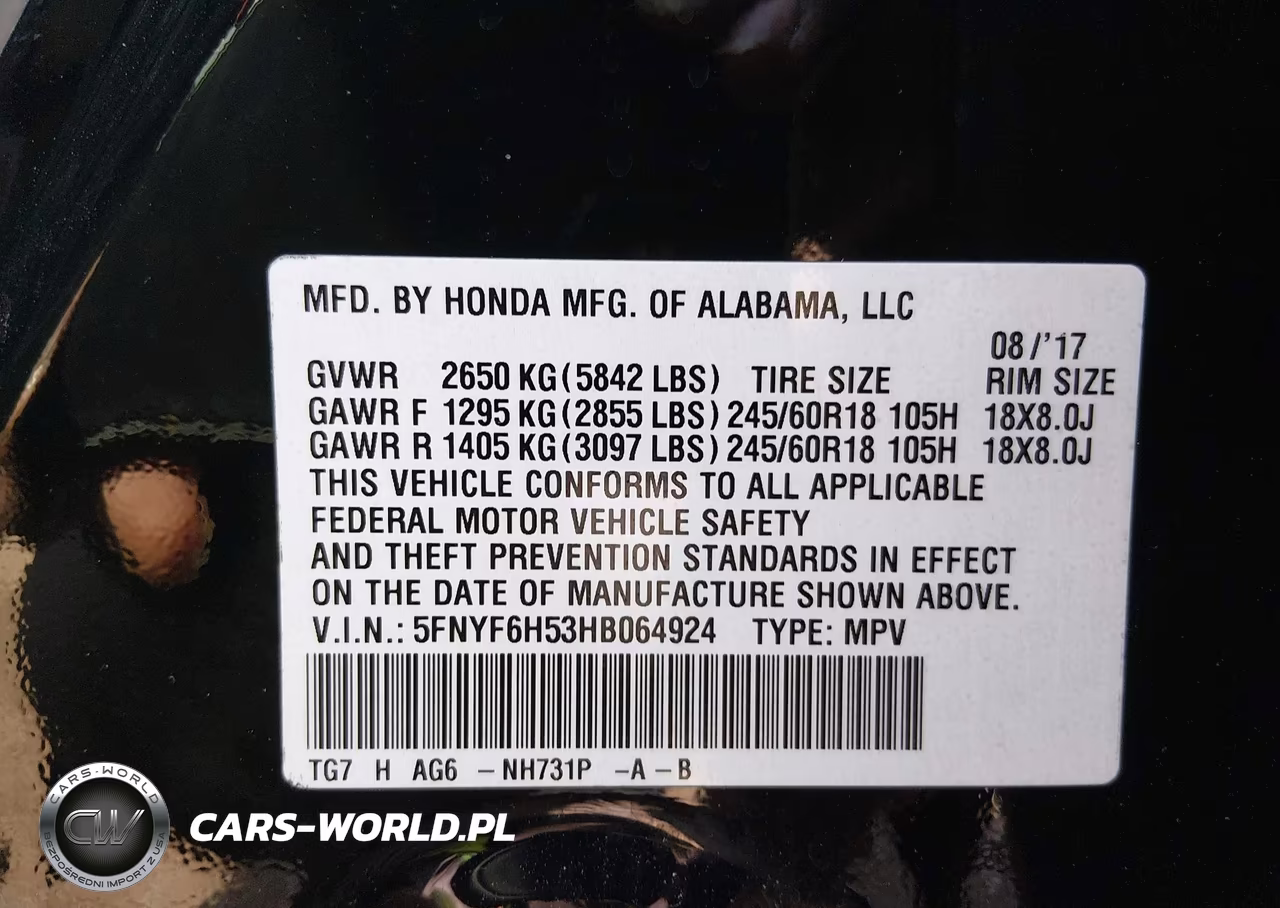 2017 Honda Pilot Ex-L VIN:5FNYF6H53HB064924 - 9