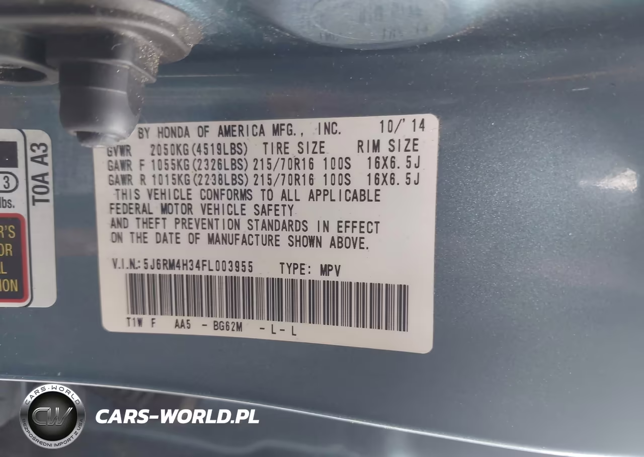 2015 Honda Cr-V Lx VIN:5J6RM4H34FL003955 - 9