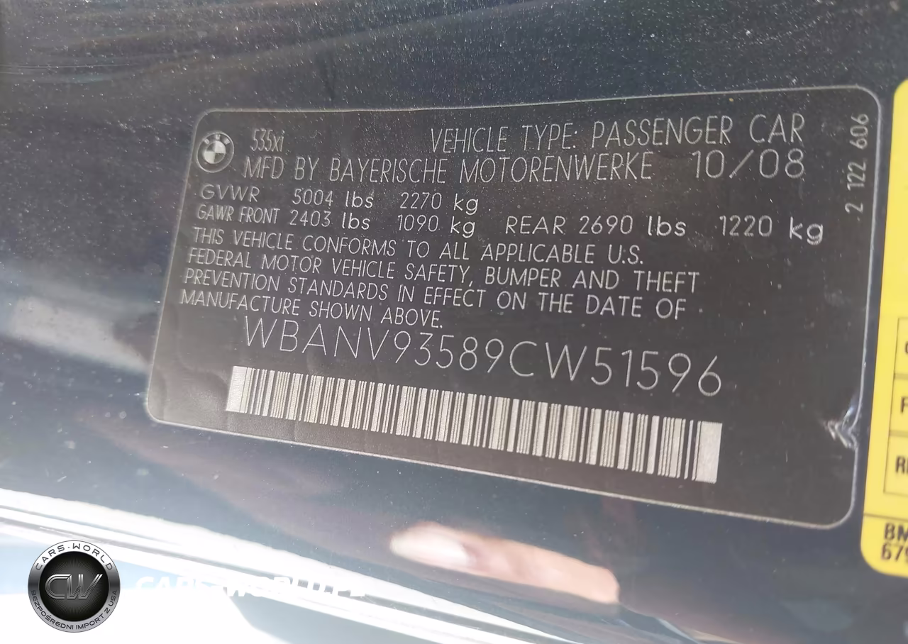 2009 BMW 535I xDrive VIN:WBANV93589CW51596 - 9