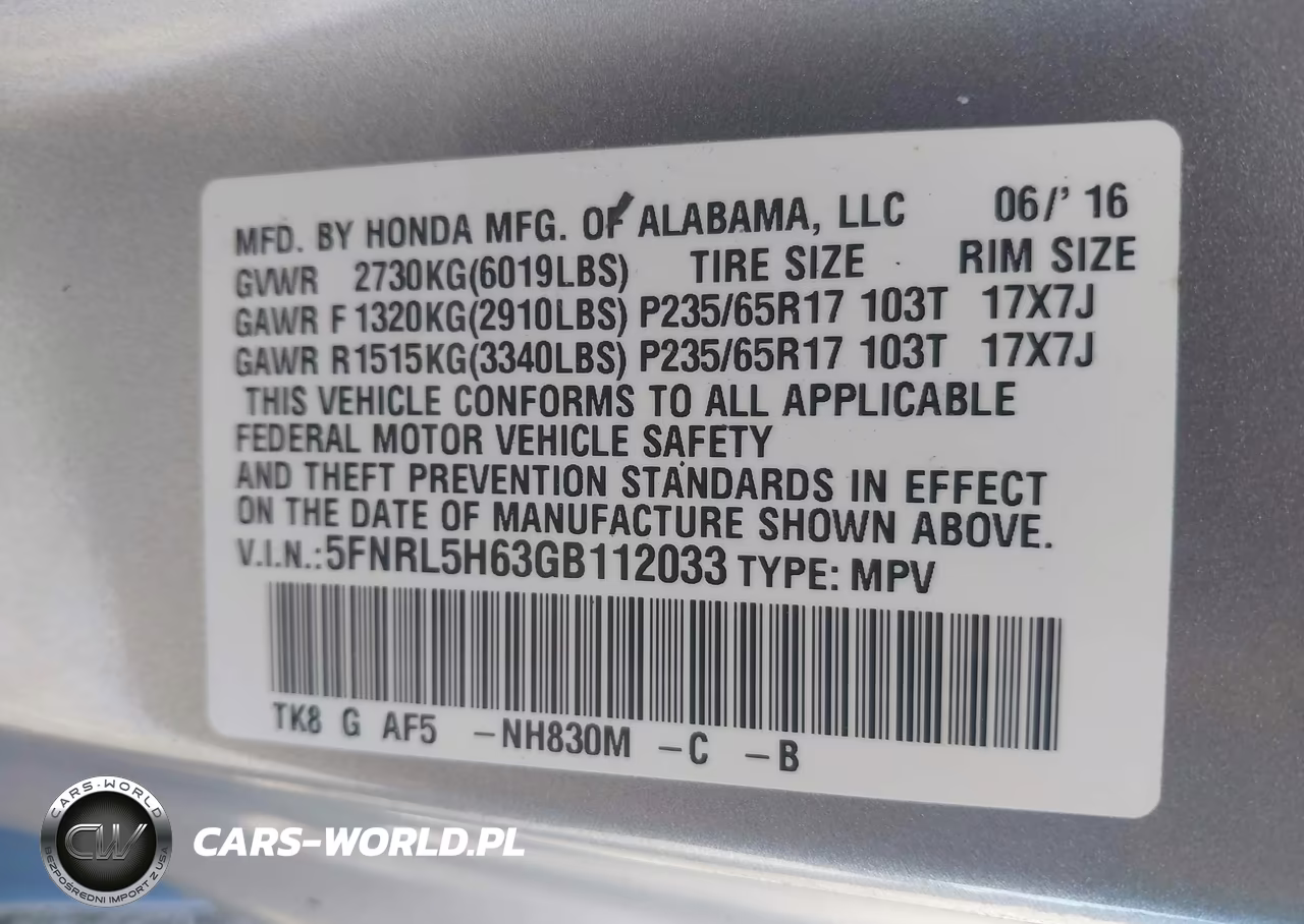 2016 Honda Odyssey Ex-L VIN:5FNRL5H63GB112033 - 9