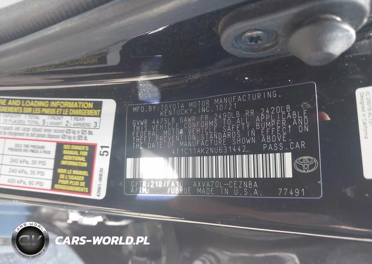 2022 Toyota Camry Le VIN:4T1C11AK2NU631442 - 9