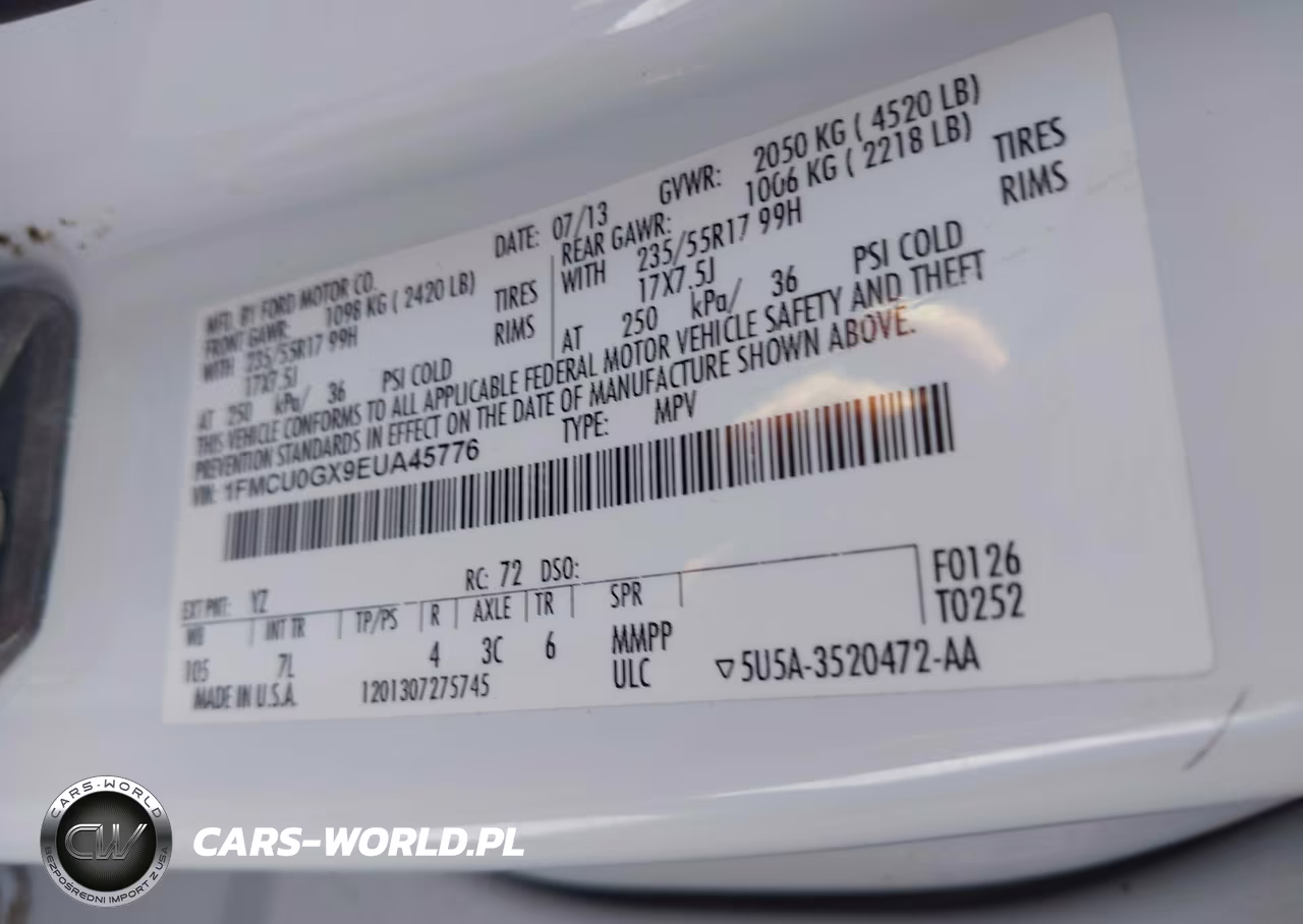 2014 Ford Escape Se VIN:1FMCU0GX9EUA45776 - 9
