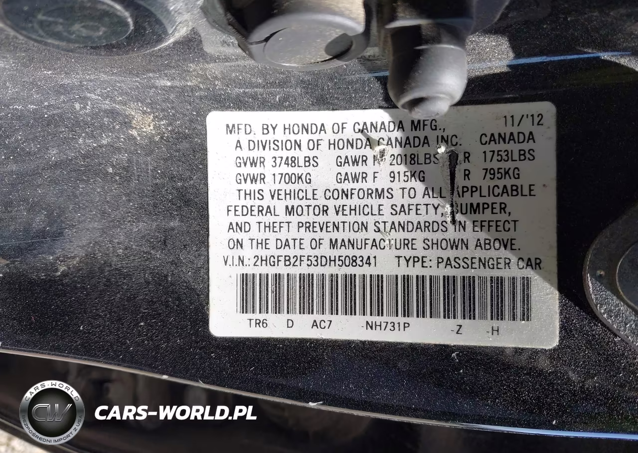 2013 Honda Civic Lx VIN:2HGFB2F53DH508341 - 9