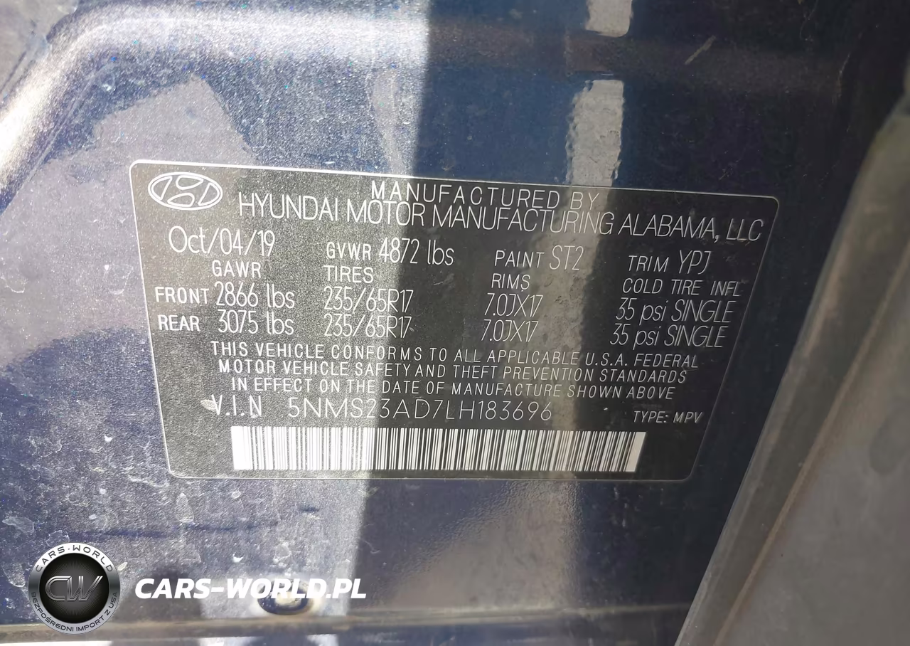 2020 Hyundai Santa Fe Se VIN:5NMS23AD7LH183696 - 9