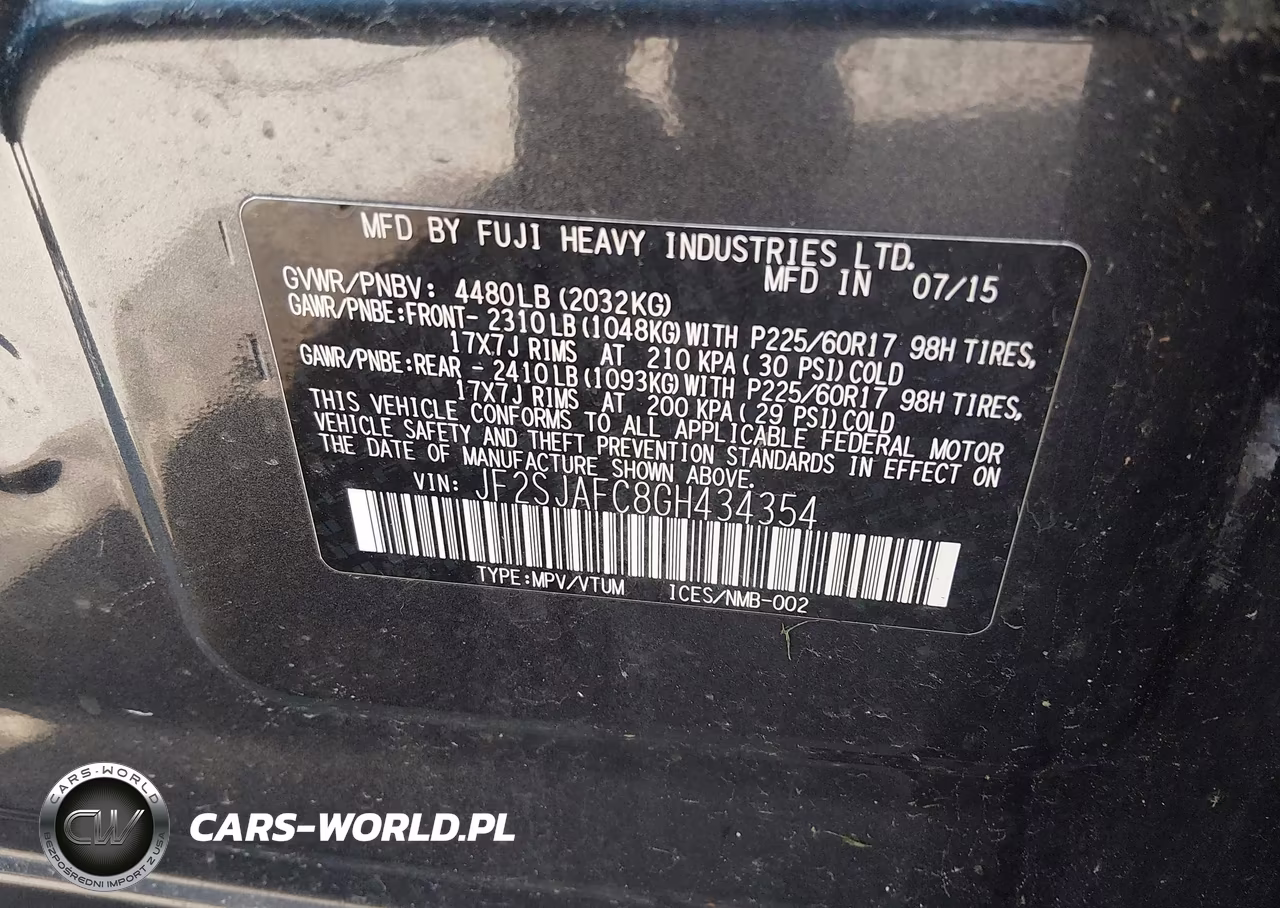 2016 Subaru Forester 2.5I Premium VIN:JF2SJAFC8GH434354 - 9