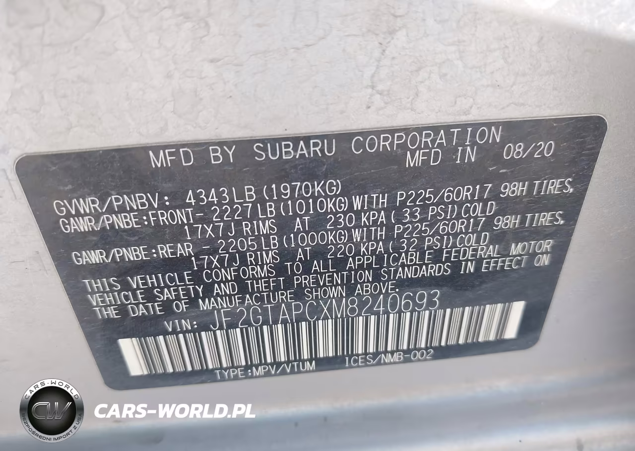 2021 Subaru Crosstrek Premium VIN:JF2GTAPCXM8240693 - 9