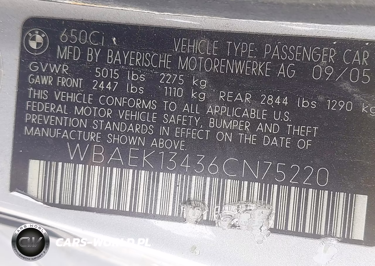 2006 BMW 650I VIN:WBAEK13436CN75220 - 9