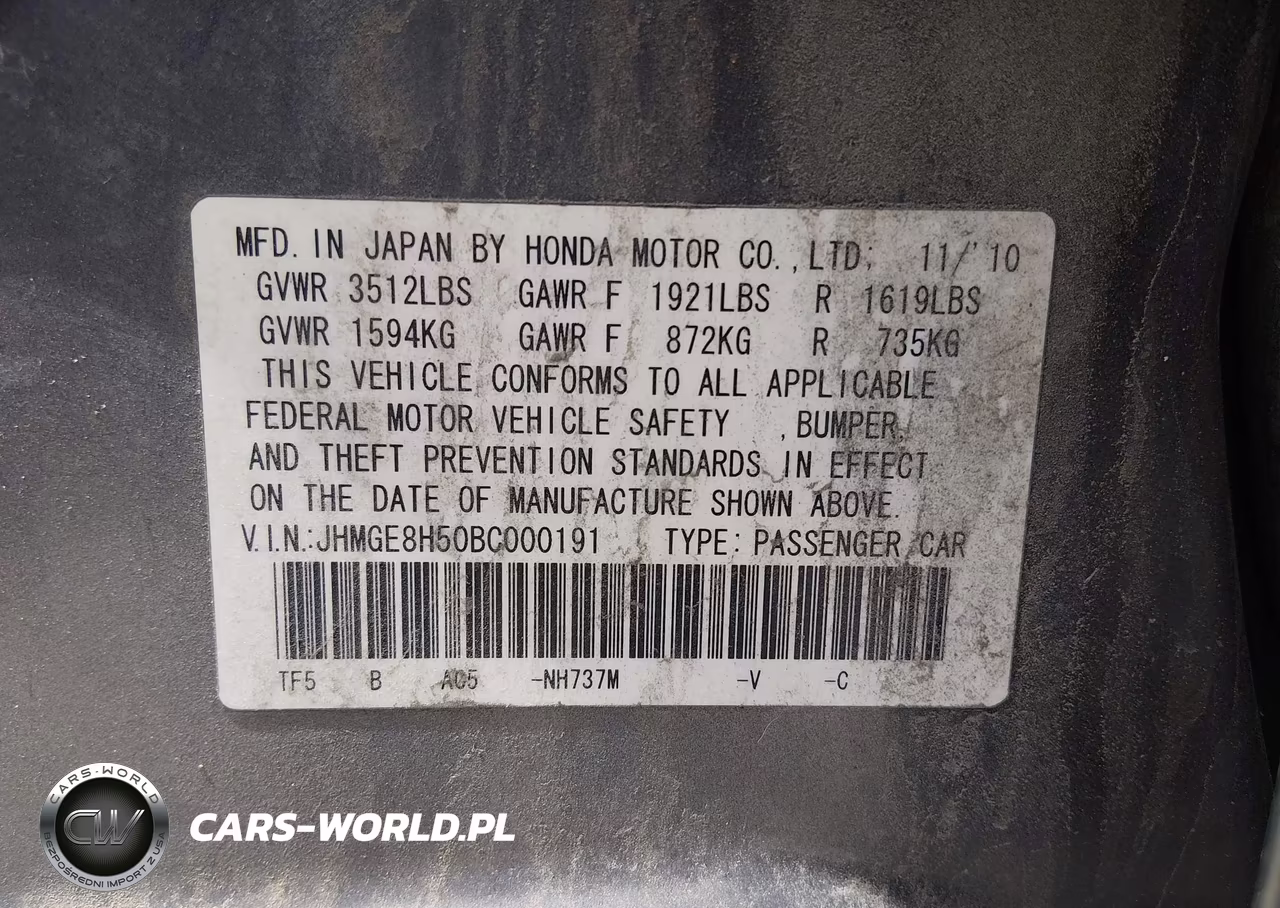2011 Honda Fit Sport VIN:JHMGE8H50BC000191 - 9