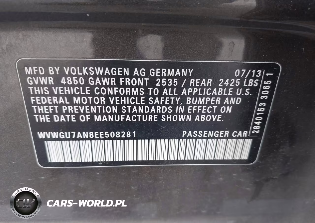 2014 Volkswagen Cc 3.6L Vr6 Executive VIN:WVWGU7AN8EE508281 - 9