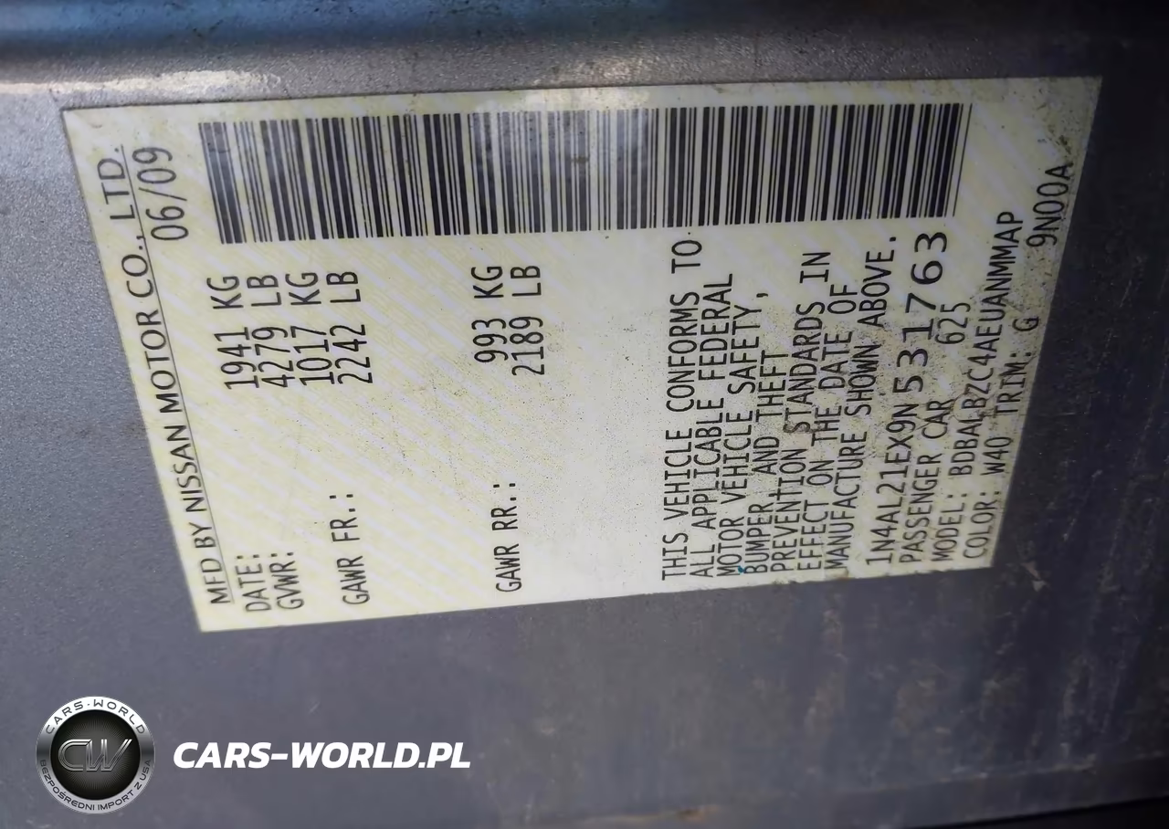 2009 Nissan Altima 2.5 S VIN:1N4AL21EX9N531763 - 9
