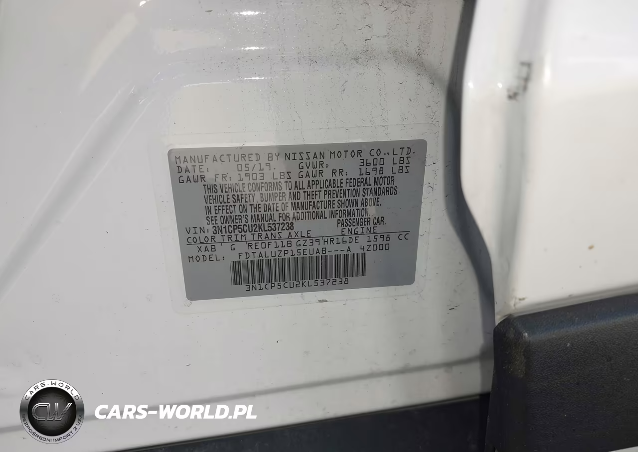 2019 Nissan Kicks Sr VIN:3N1CP5CU2KL537238 - 9