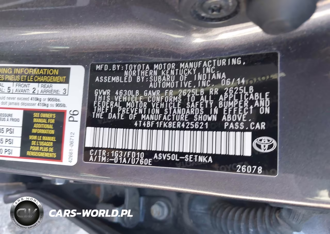 2014 Toyota Camry Le VIN:4T4BF1FK8ER425621 - 9