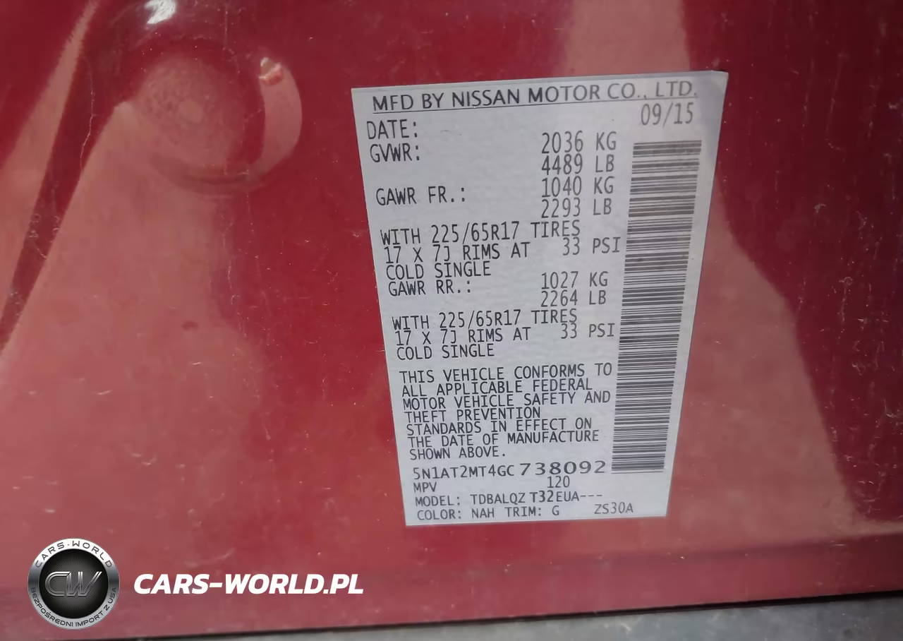 2016 Nissan Rogue S-Sl-Sv VIN:5N1AT2MT4GC738092 - 9