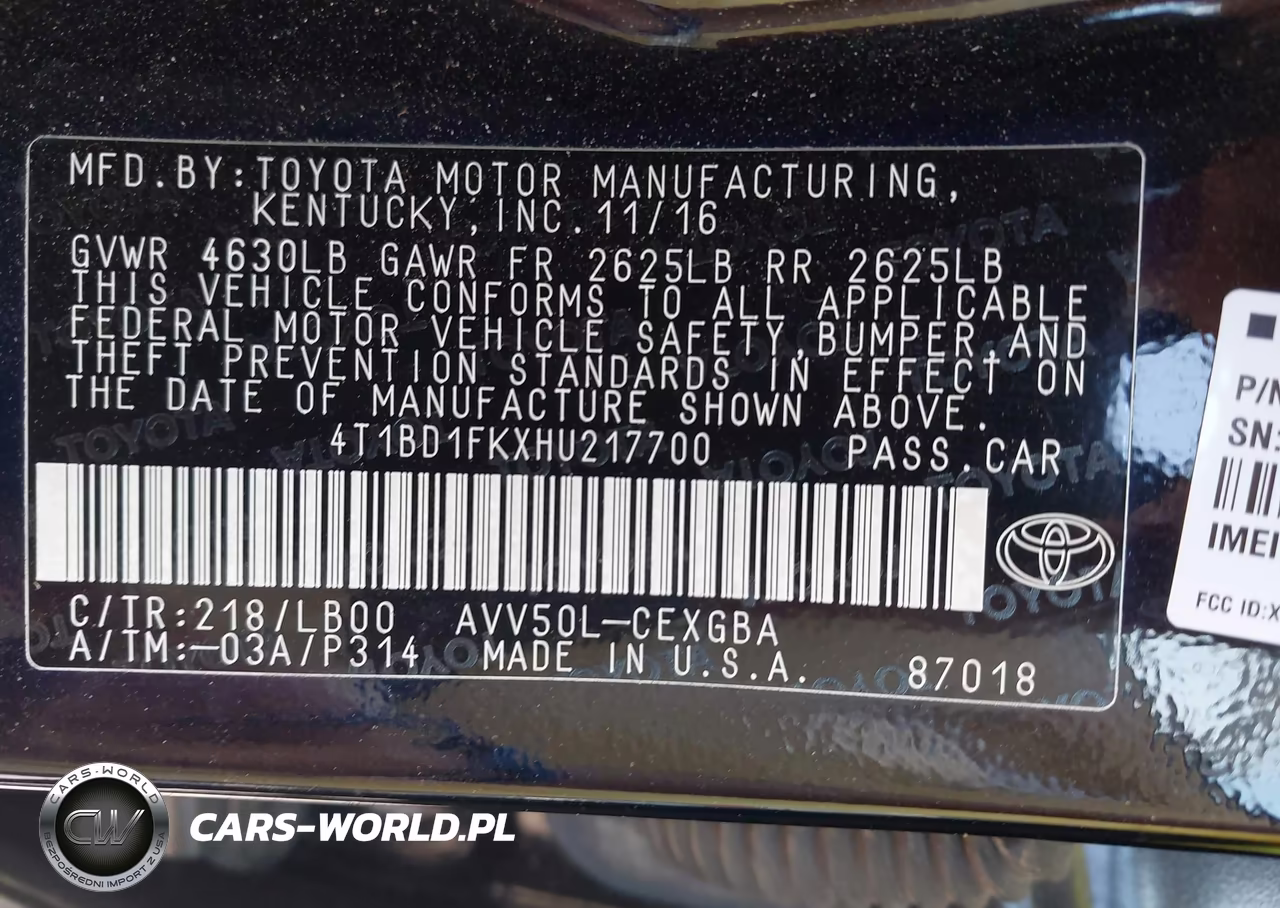TOYOTA CAMRY HYBRID VIN:4T1BD1FKXHU217700 - 9