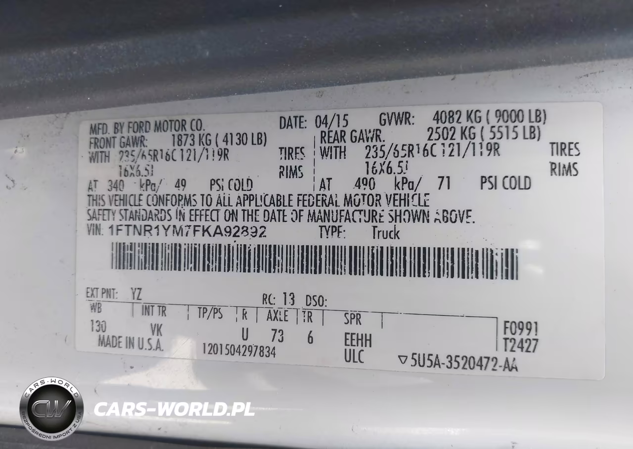 2015 Ford Transit-250 VIN:1FTNR1YM7FKA92892 - 9