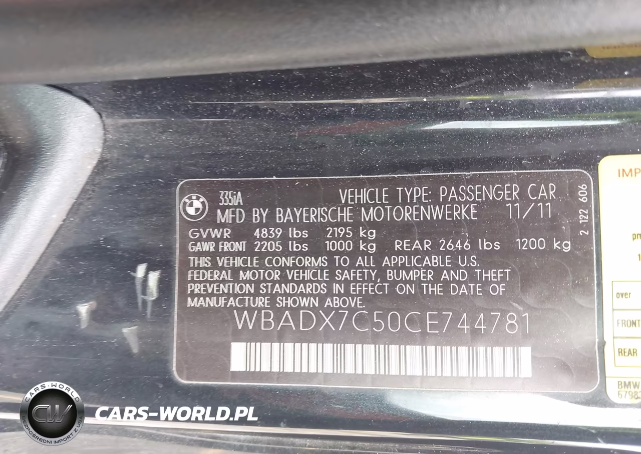 2012 BMW 335I VIN:WBADX7C50CE744781 - 9