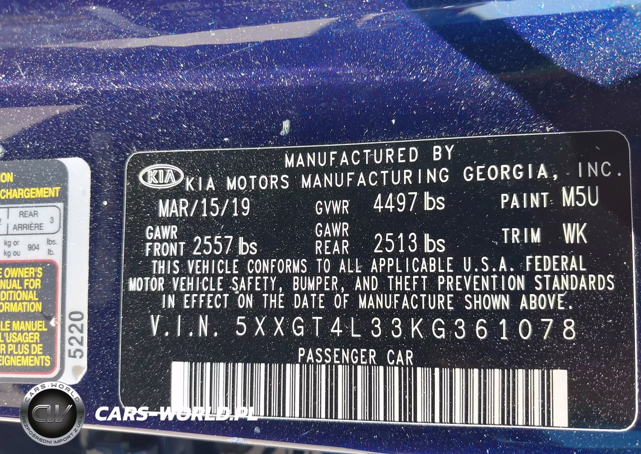 2019 Kia Optima Lx VIN:5XXGT4L33KG361078 - 9