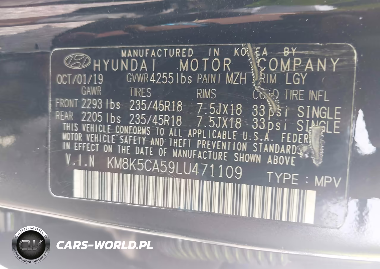2020 Hyundai Kona Ultimate VIN:KM8K5CA59LU471109 - 9