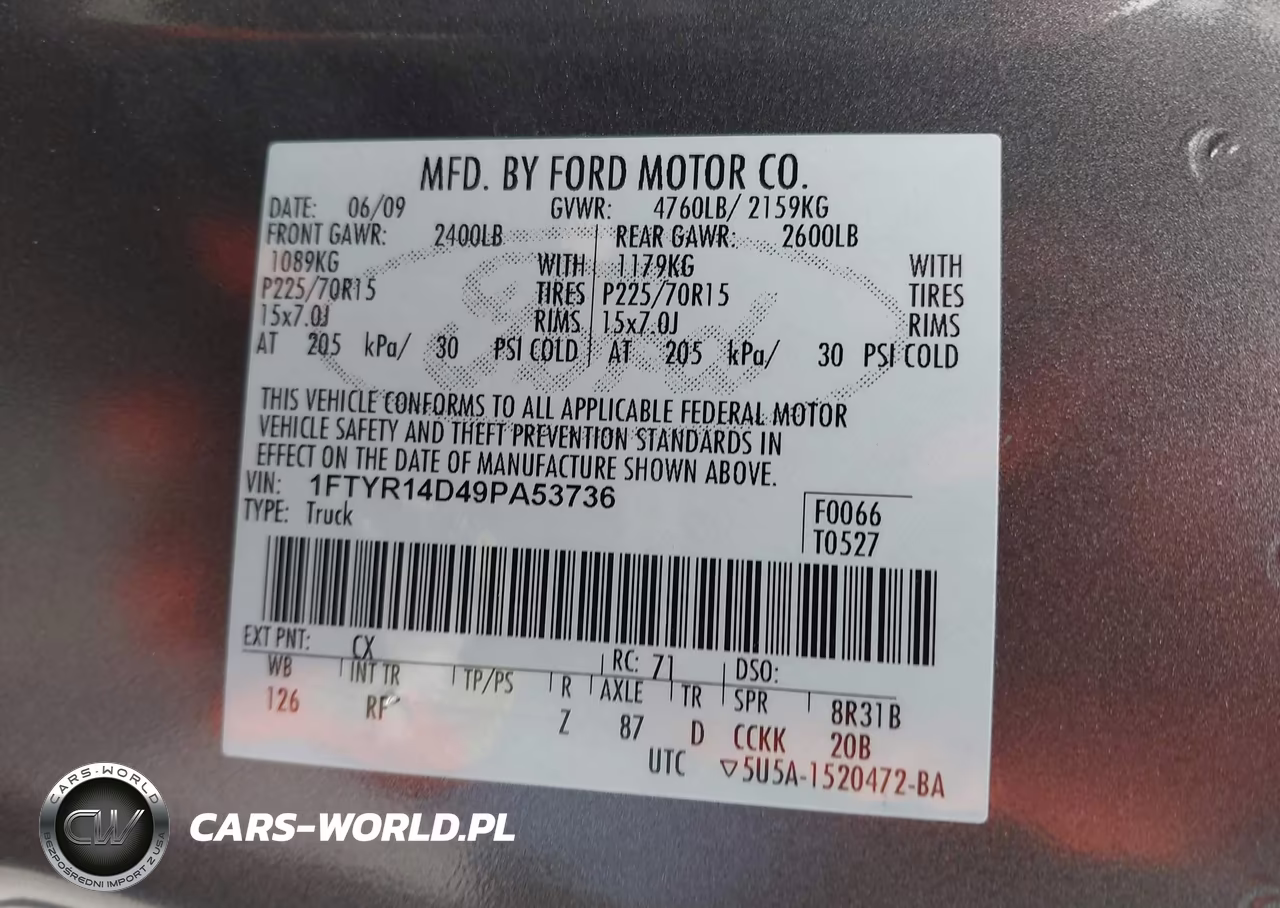 2009 Ford Ranger Xl-Xlt VIN:1FTYR14D49PA53736 - 9