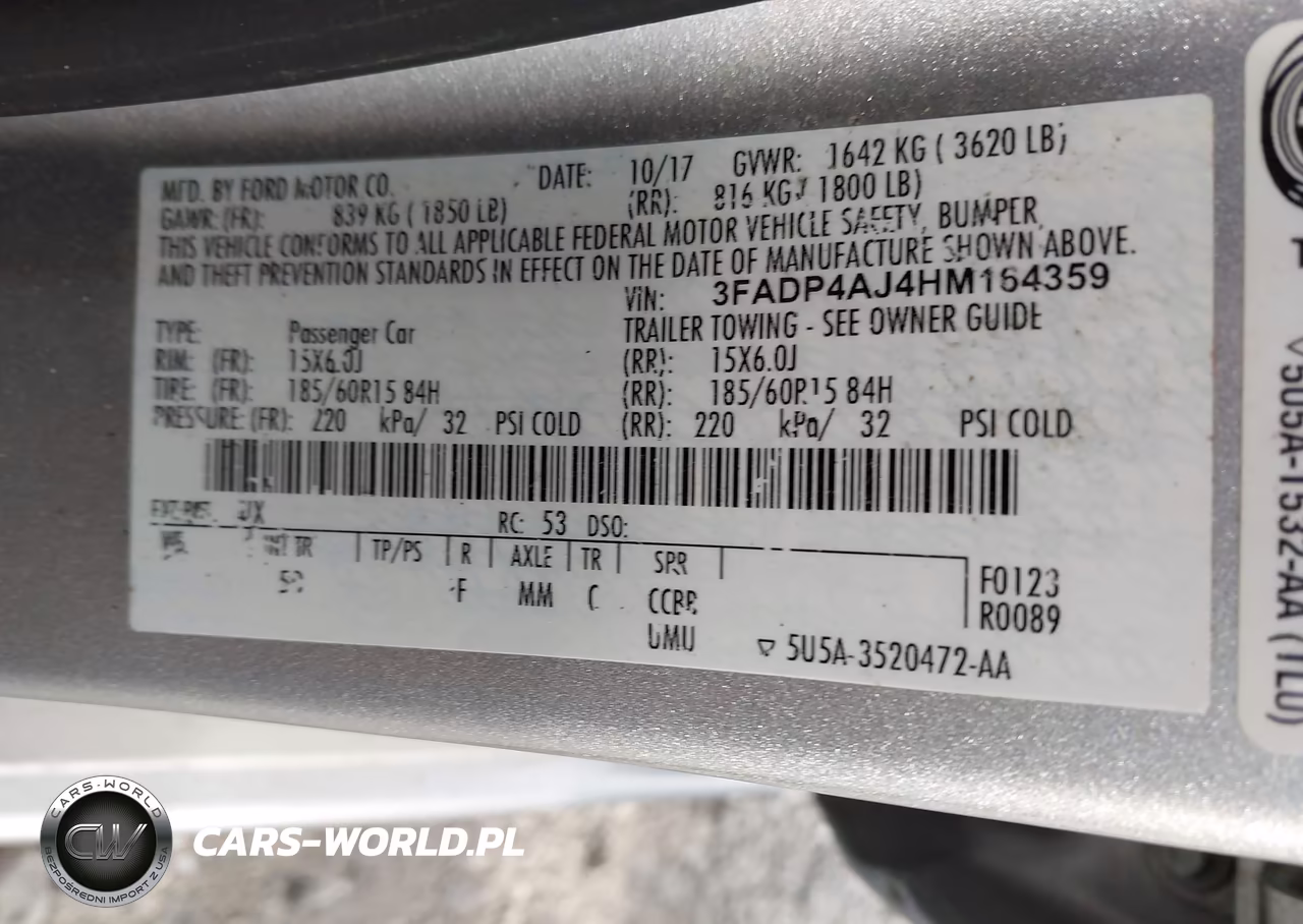 2017 Ford Fiesta S VIN:3FADP4AJ4HM164359 - 9