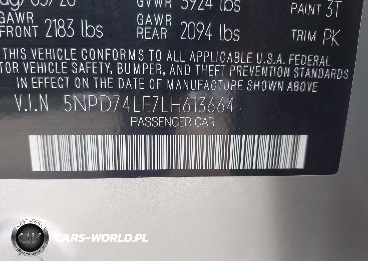 2020 Hyundai Elantra Se VIN:5NPD74LF7LH613664 - 9