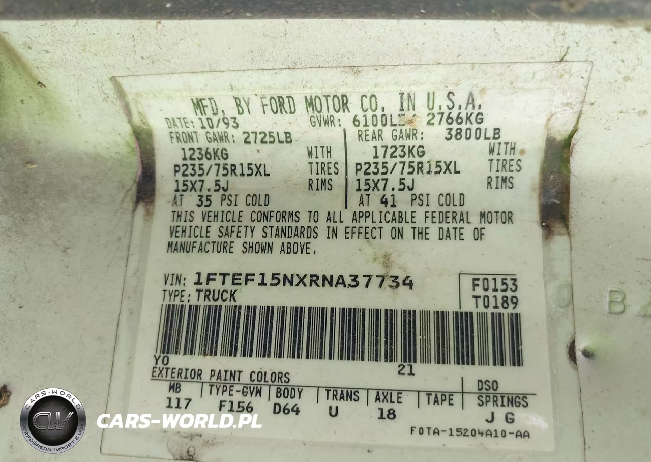 1994 Ford F150 VIN:1FTEF15NXRNA37734 - 9
