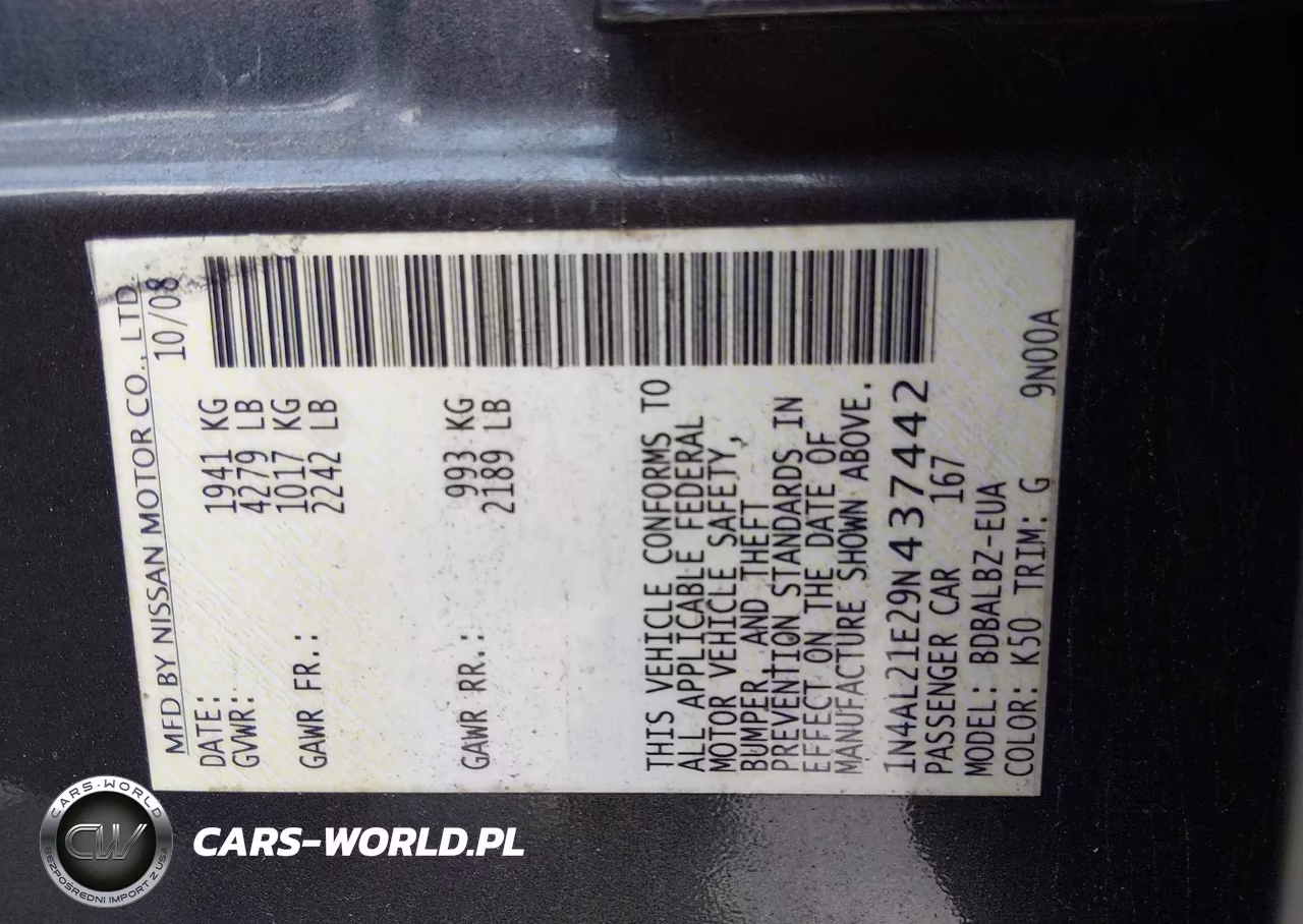 2009 Nissan Altima 2.5 S VIN:1N4AL21E29N437442 - 9