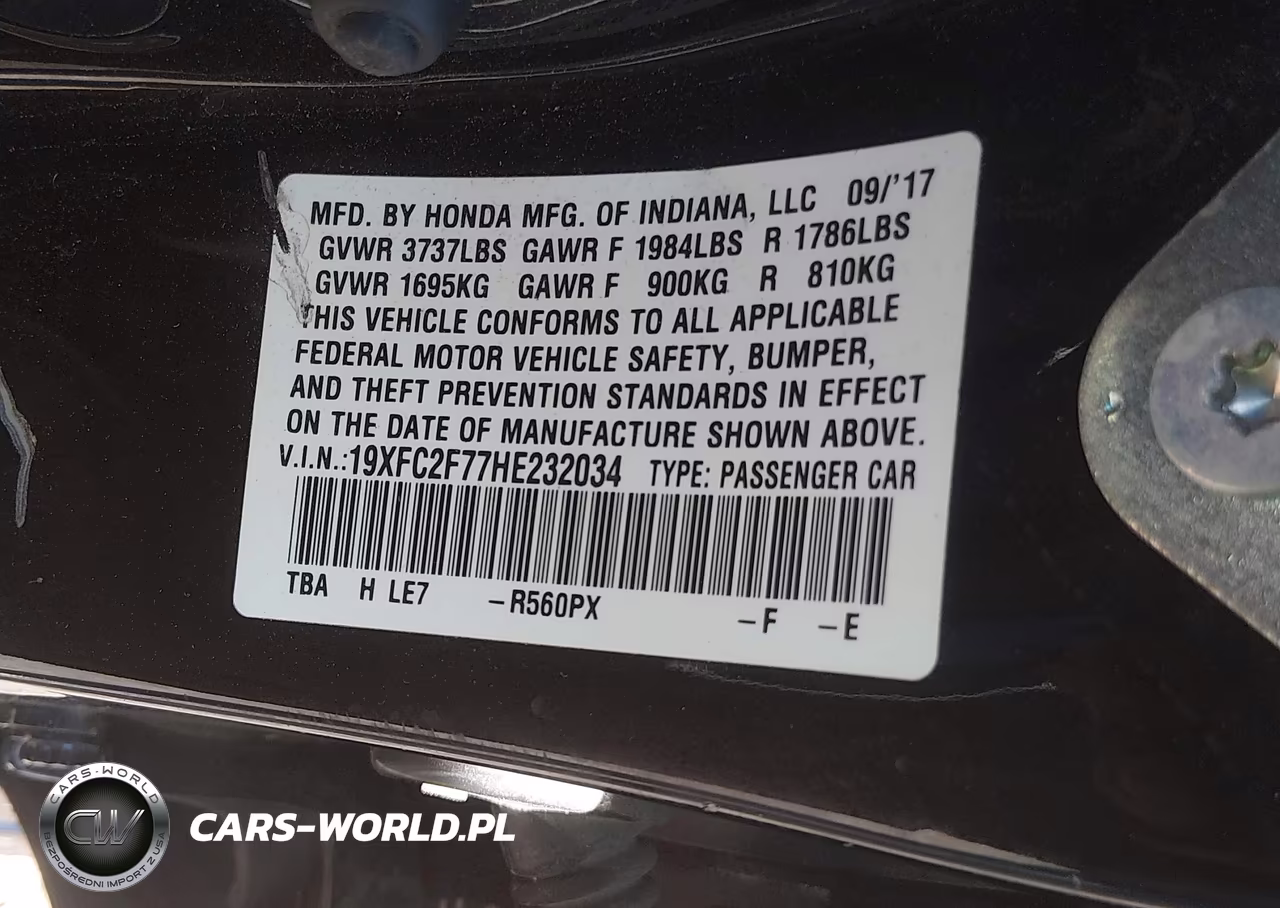 2017 Honda Civic Ex VIN:19XFC2F77HE232034 - 9