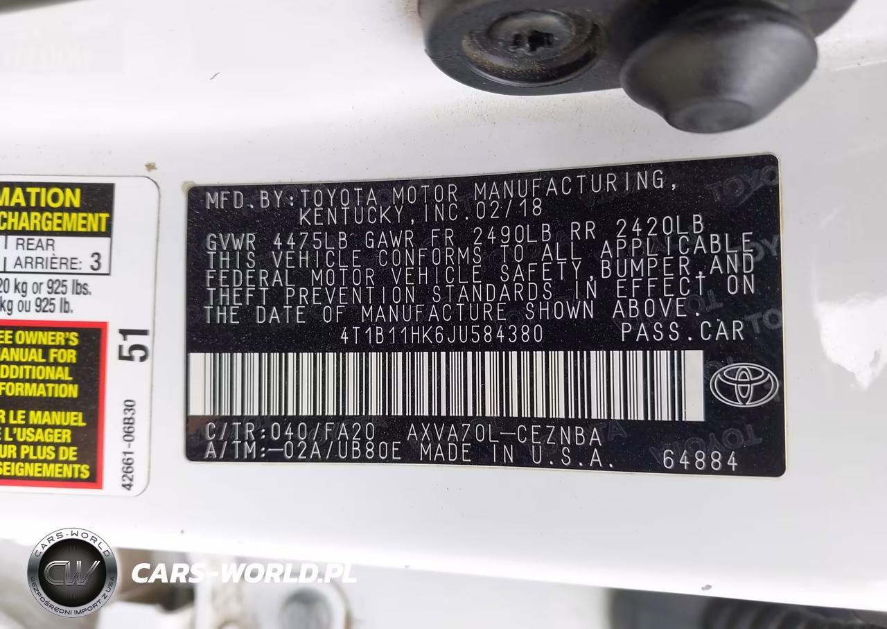 2018 Toyota Camry Le VIN:4T1B11HK6JU584380 - 9