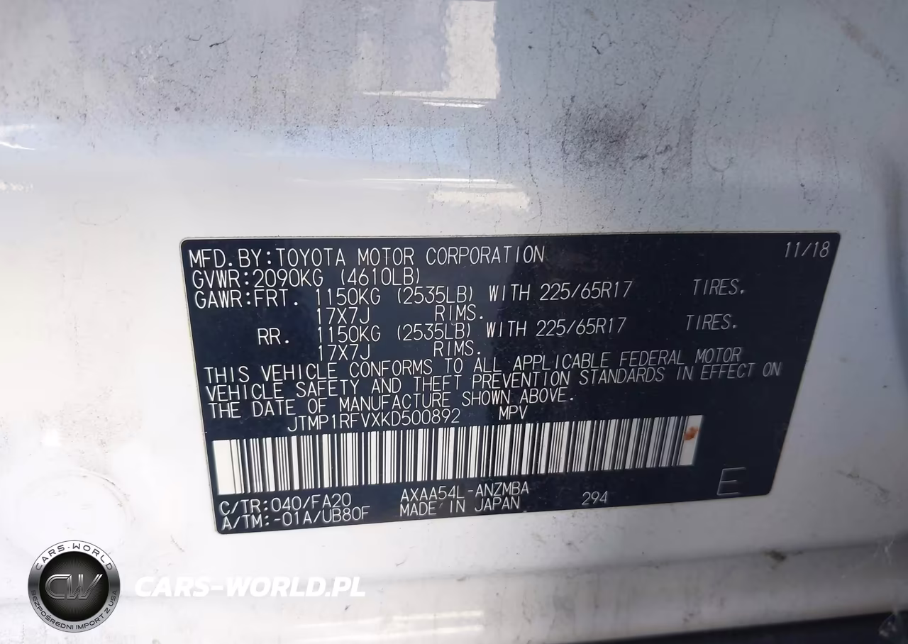 2019 Toyota Rav4 Xle VIN:JTMP1RFVXKD500892 - 9