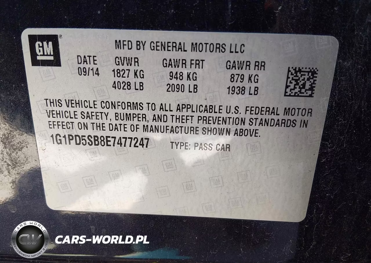2014 Chevrolet Cruze 1Lt Manual VIN:1G1PD5SB8E7477247 - 9
