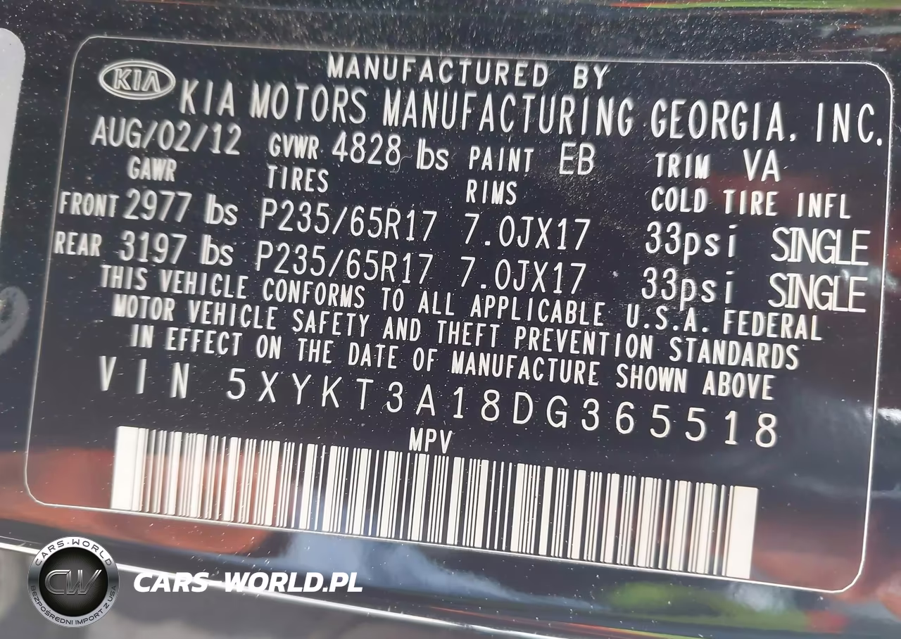 2013 Kia Sorento Lx VIN:5XYKT3A18DG365518 - 9