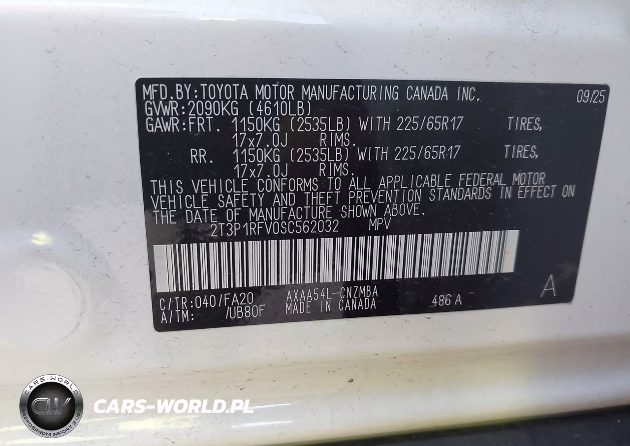 2025 Toyota Rav4 Xle VIN:2T3P1RFV0SC562032 - 9