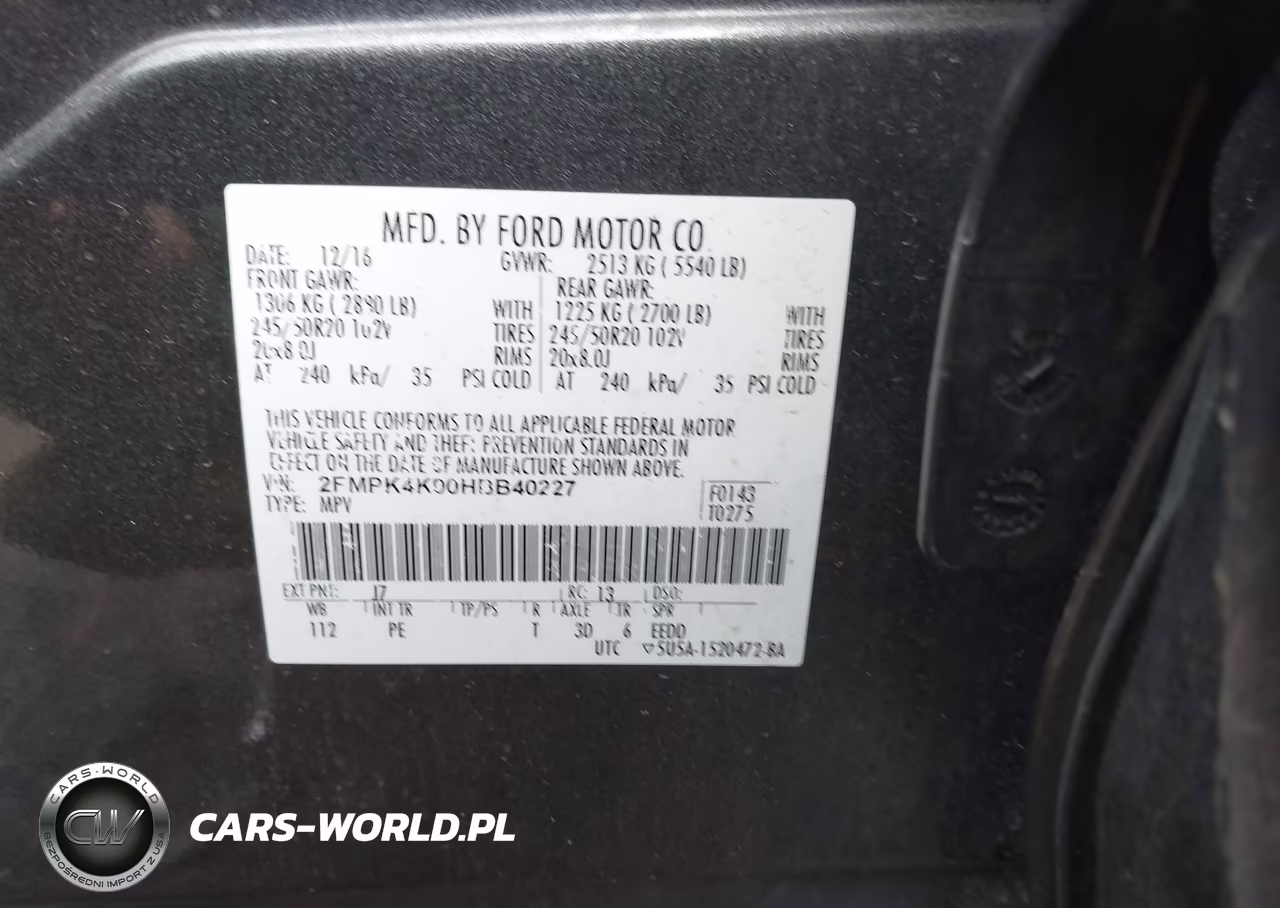 2017 Ford Edge Titanium VIN:2FMPK4K90HBB40227 - 8
