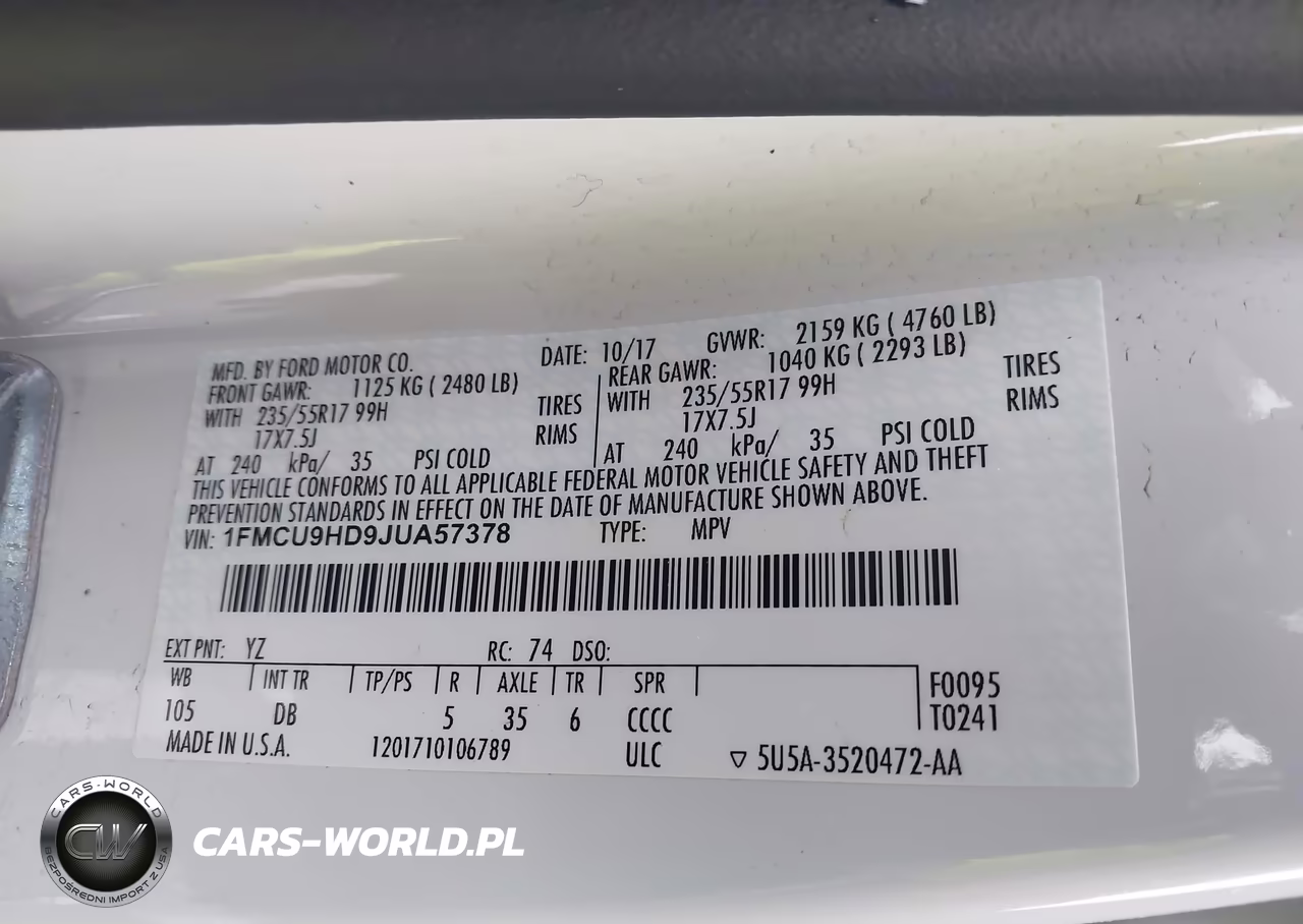 2018 Ford Escape Sel VIN:1FMCU9HD9JUA57378 - 9