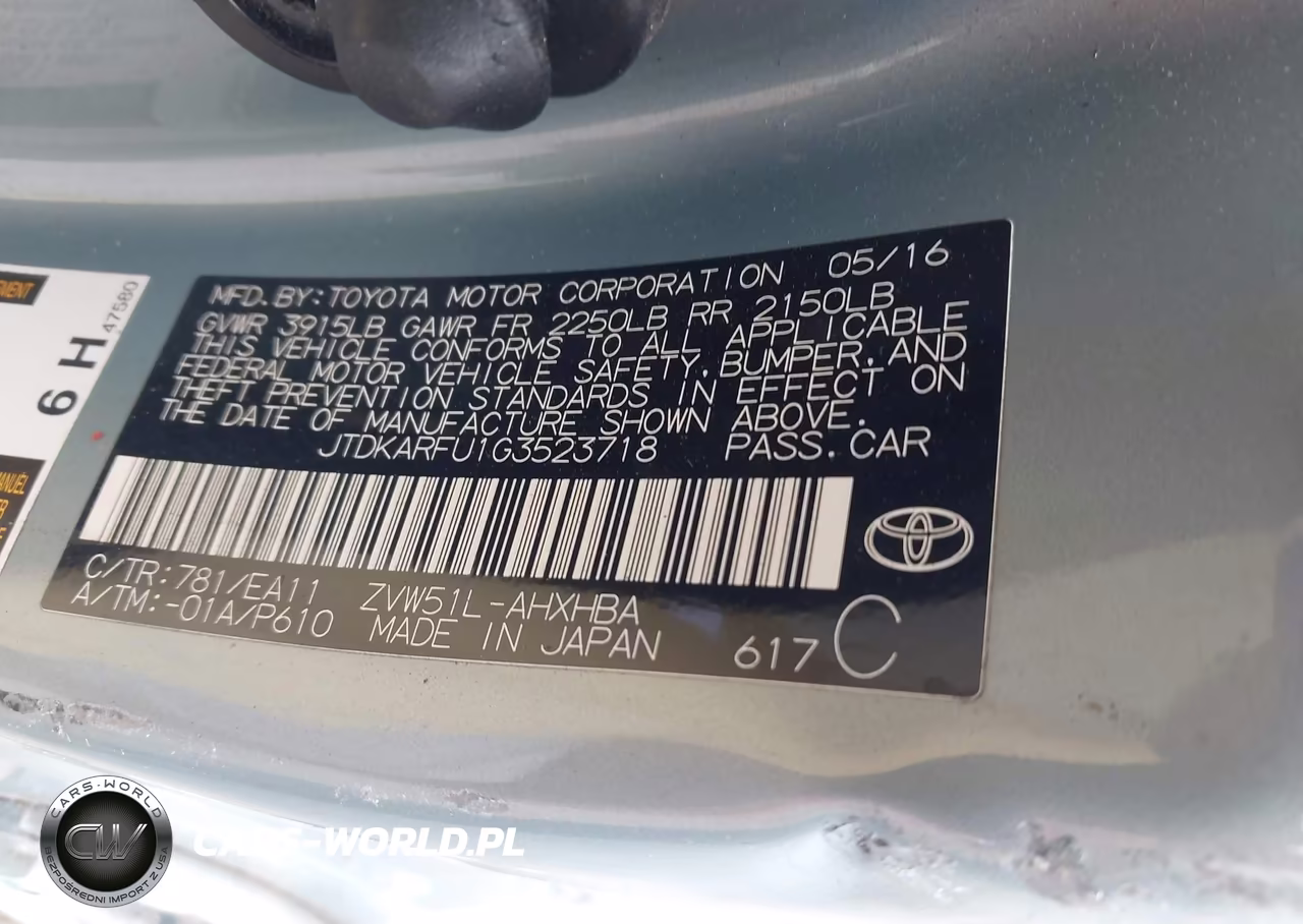 2016 Toyota Prius Four Touring VIN:JTDKARFU1G3523718 - 9