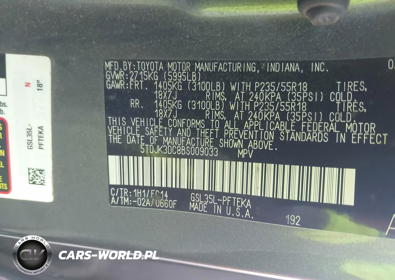 2011 Toyota Sienna Le VIN:5TDJK3DC8BS009033 - 9