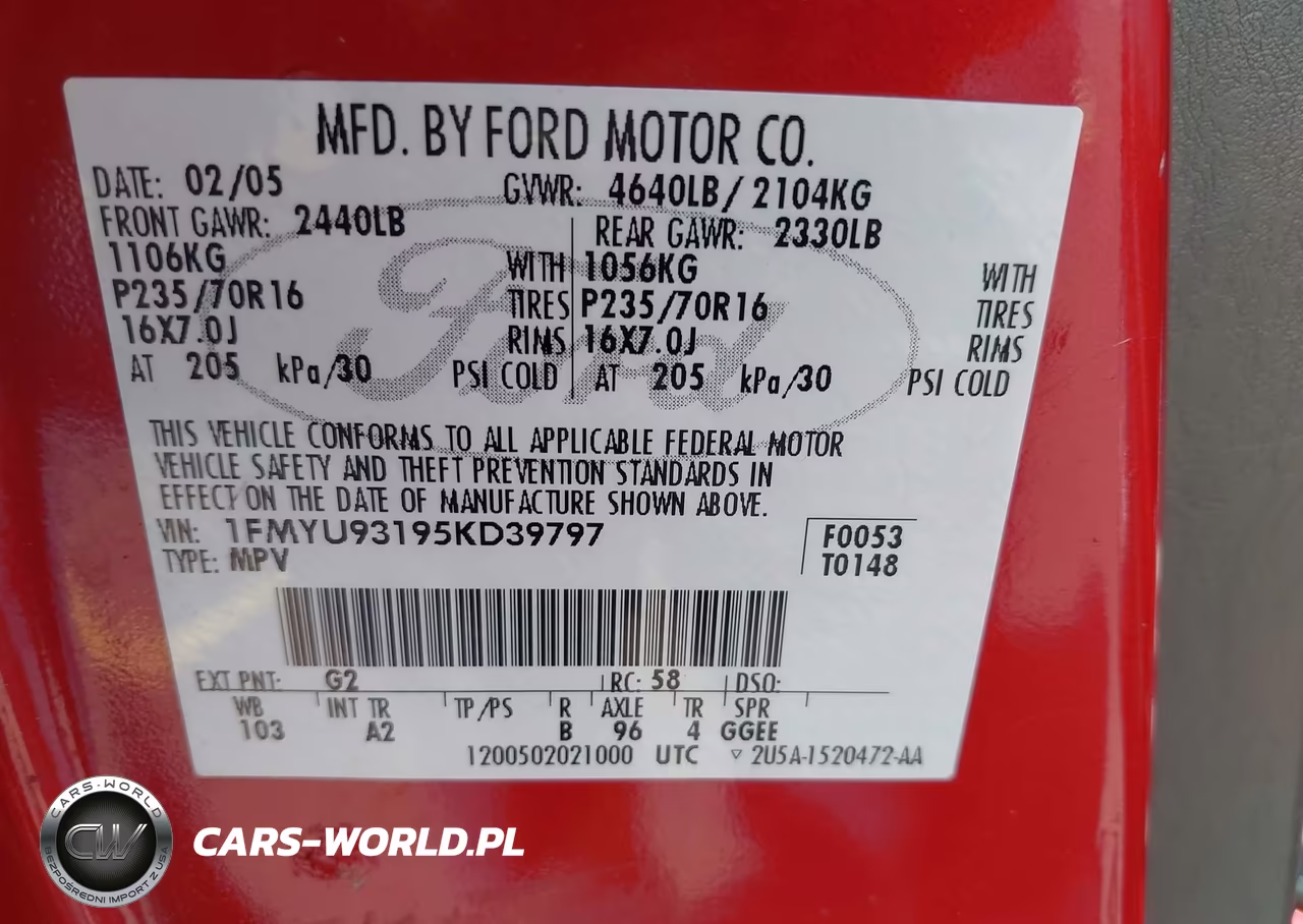 2005 Ford Escape Xlt VIN:1FMYU93195KD39797 - 9