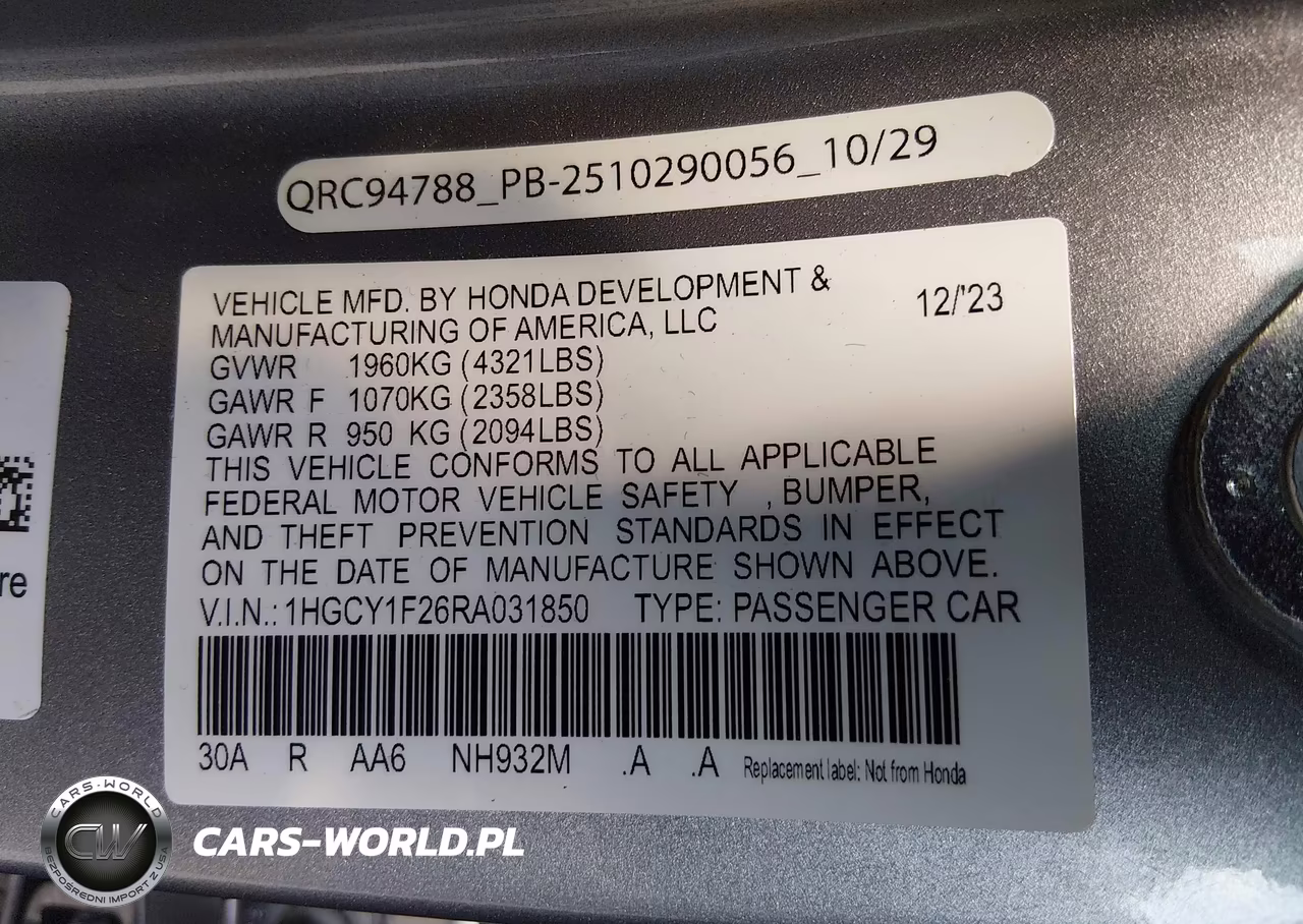2024 Honda Accord Lx VIN:1HGCY1F26RA031850 - 9