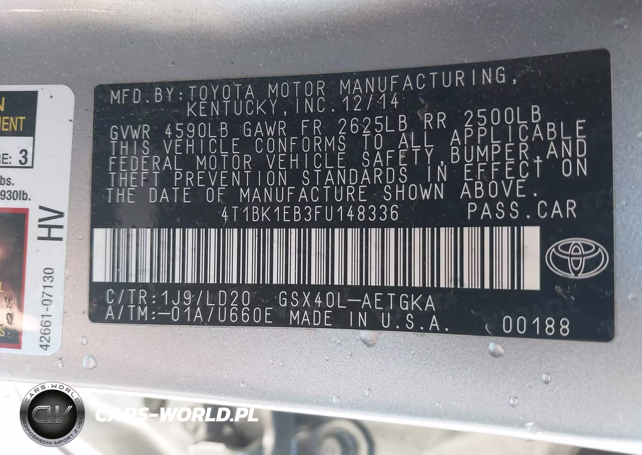 2015 Toyota Avalon Xle VIN:4T1BK1EB3FU148336 - 9