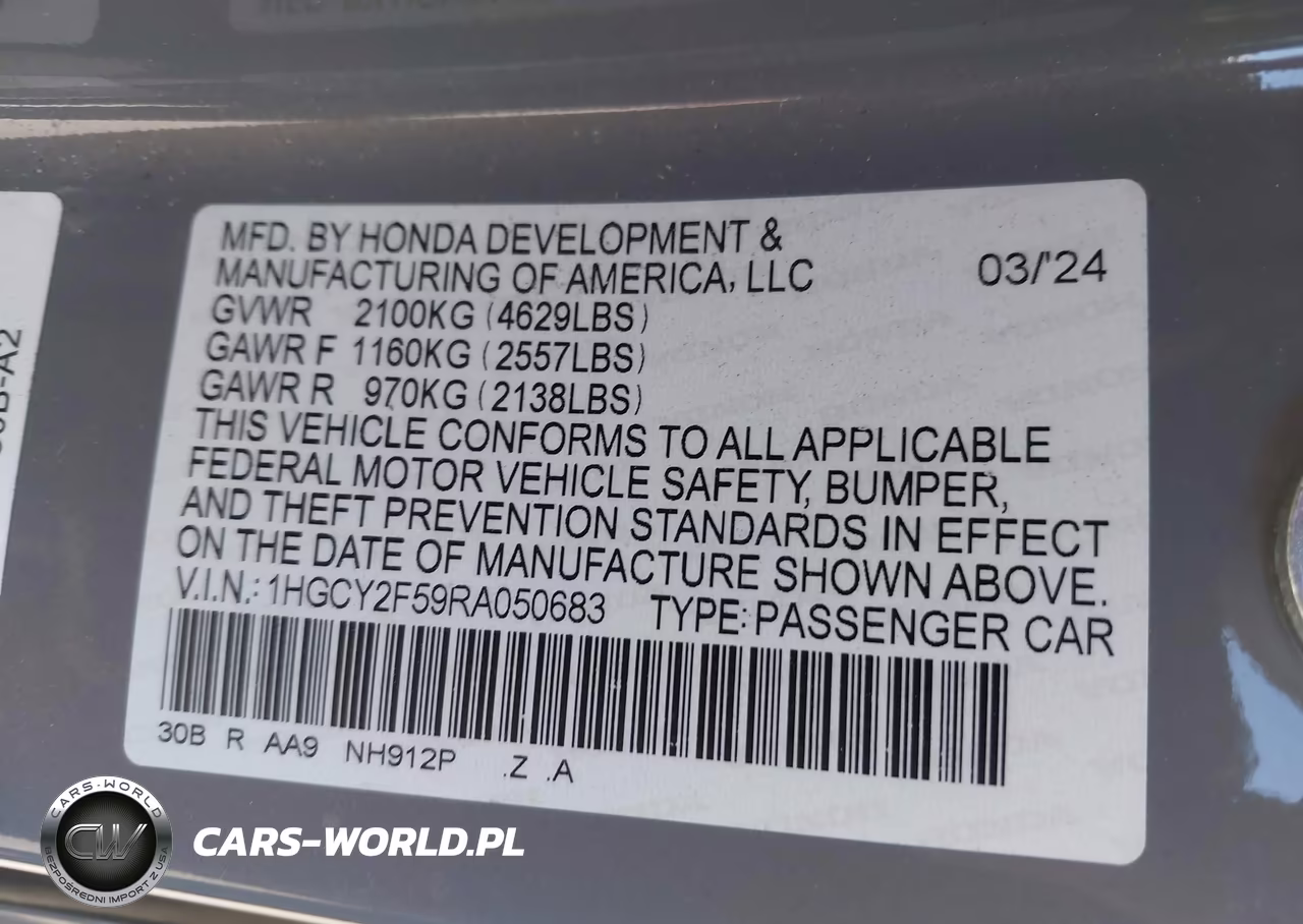 2024 Honda Accord Hybrid Sport VIN:1HGCY2F59RA050683 - 9