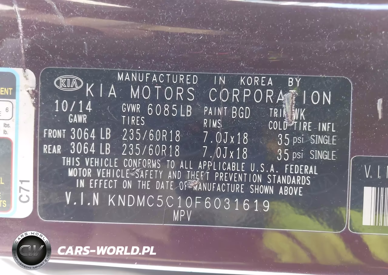 2015 Kia Sedona Ex VIN:KNDMC5C10F6031619 - 9