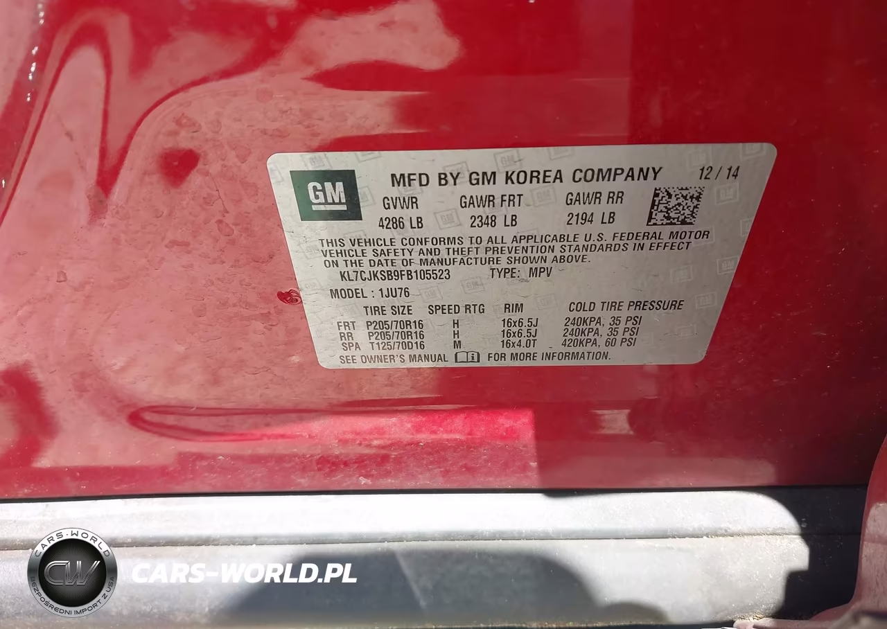2015 Chevrolet Trax 1Ls VIN:KL7CJKSB9FB105523 - 9