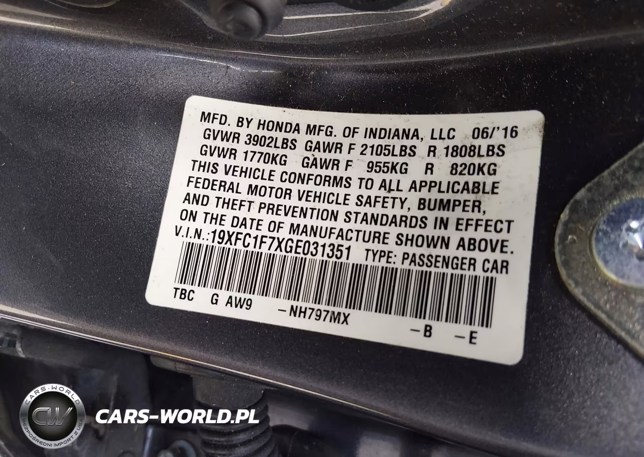 2016 Honda Civic Ex-L VIN:19XFC1F7XGE031351 - 9